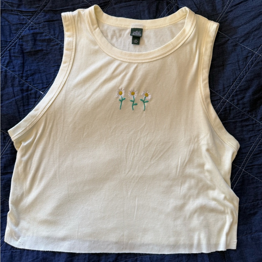 Wild Fable White Sleeveless Crop Muscle Tee